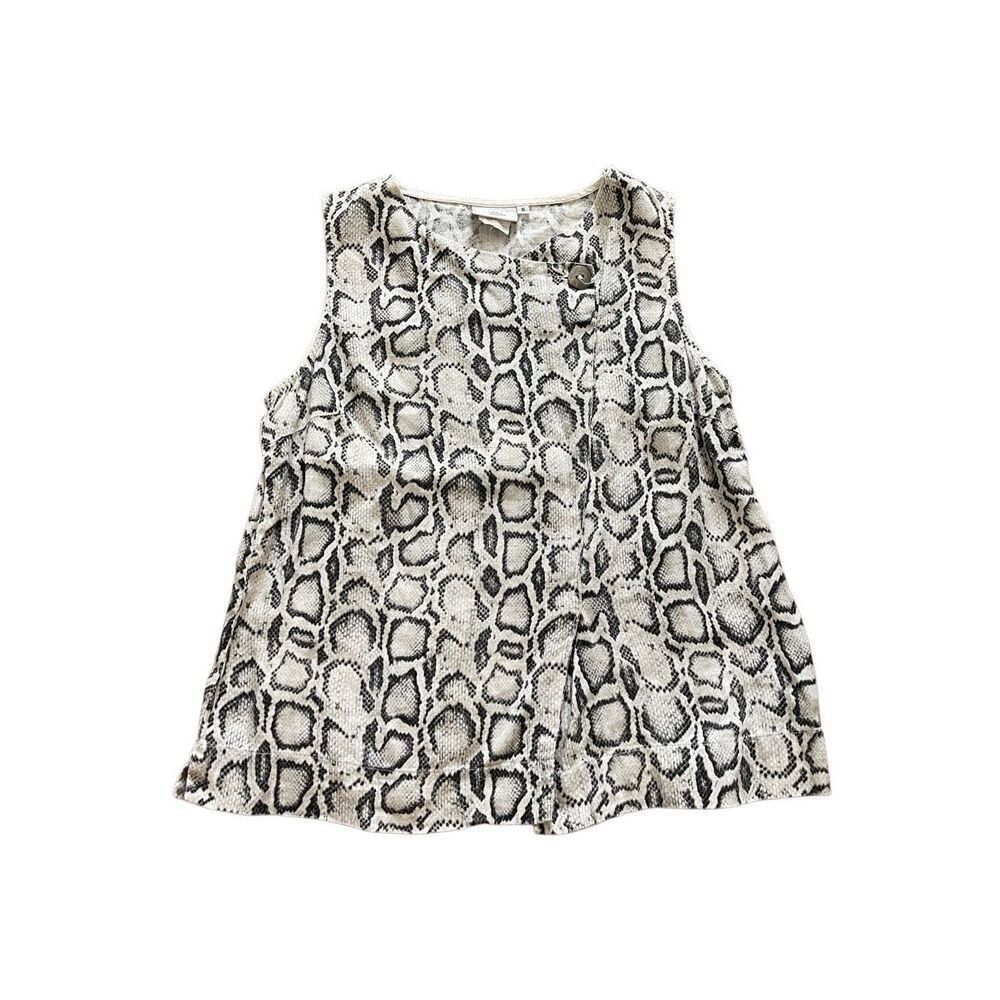 Hot‎ Cotton Black & White Snake Print Top – Petite Line, Size Small